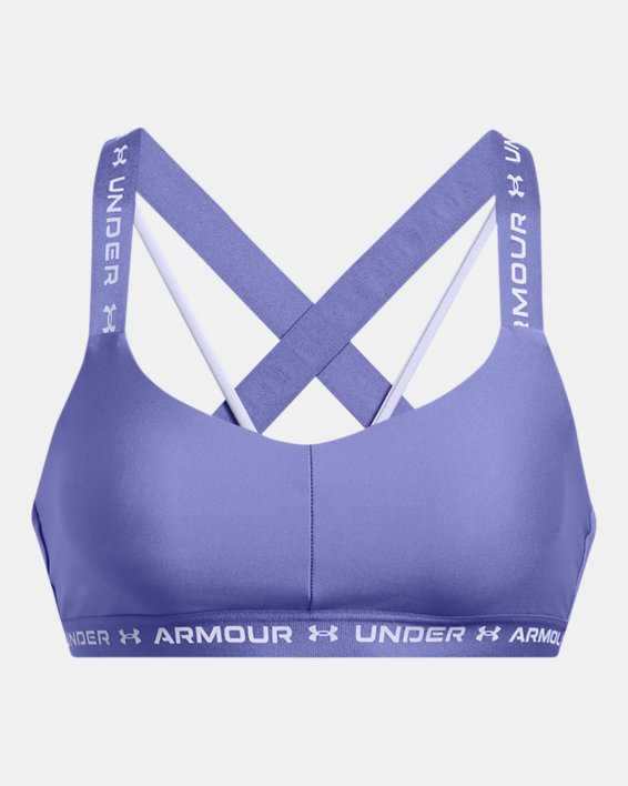 Brassière de sport à dos croisé et maintien léger UA pour femme, Purple, pdpMainDesktop image number 9